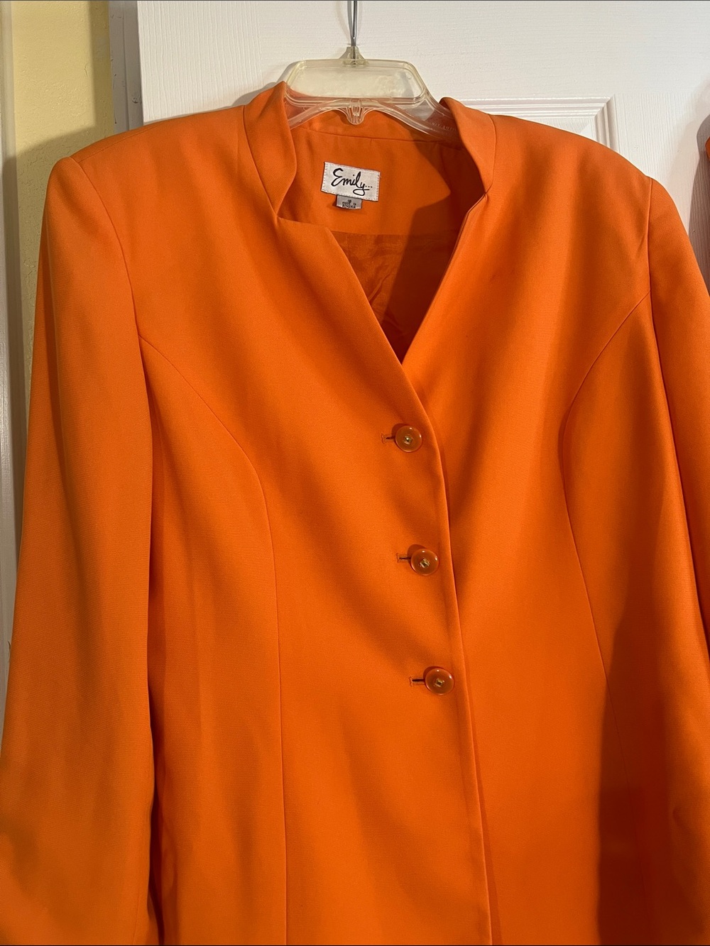 Emilie Orange Two-Piece Skirt Set - Vibrant Orange Women's Suit - Picture 3 of 3